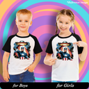 Cosmic Captain America Graphic Print Raglan T-Shirt - 100% Cotton, Half Sleeve, Unisex Fit, Black and White