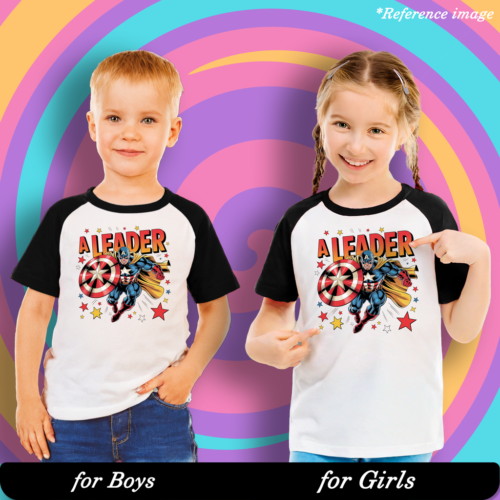 A leader Born to Lead Graphic Print Raglan T-Shirt - 100% Cotton, Half Sleeve, Unisex Fit, Black and White