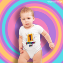 My 1st Happy Birthday Graphic Print 100% Cotton Half Sleeve White Romper/Onesies For Boys