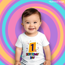 My 1st Happy Birthday Graphic Print T-Shirt - 100% Cotton, Half Sleeve, White for Boys