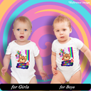 Happy Birthday Graphic Print Romper - 100% Cotton, Half Sleeve, Unisex Fit, White | Holi Romper / Onesies