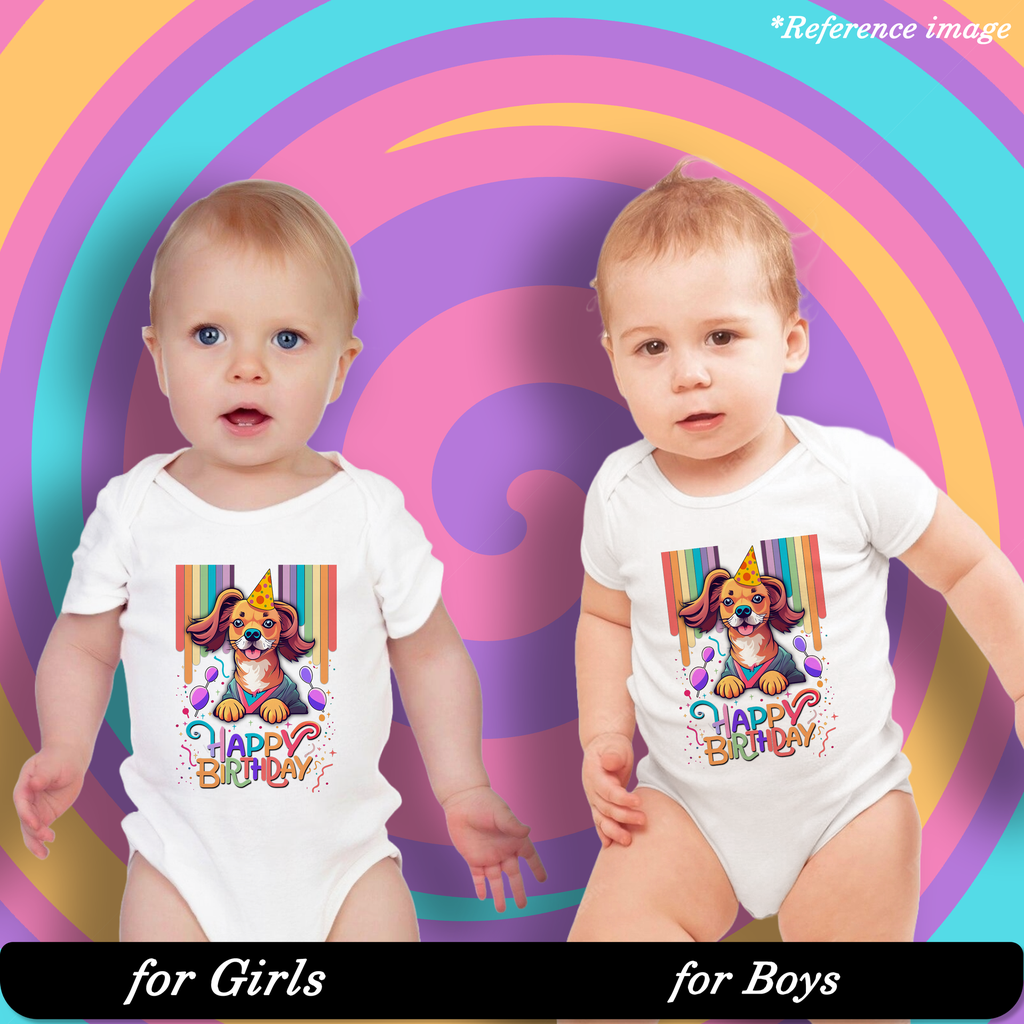 Birthday Vibes Graphic Print Romper - 100% Cotton, Half Sleeve, Unisex Fit, White | Holi Romper / Onesies