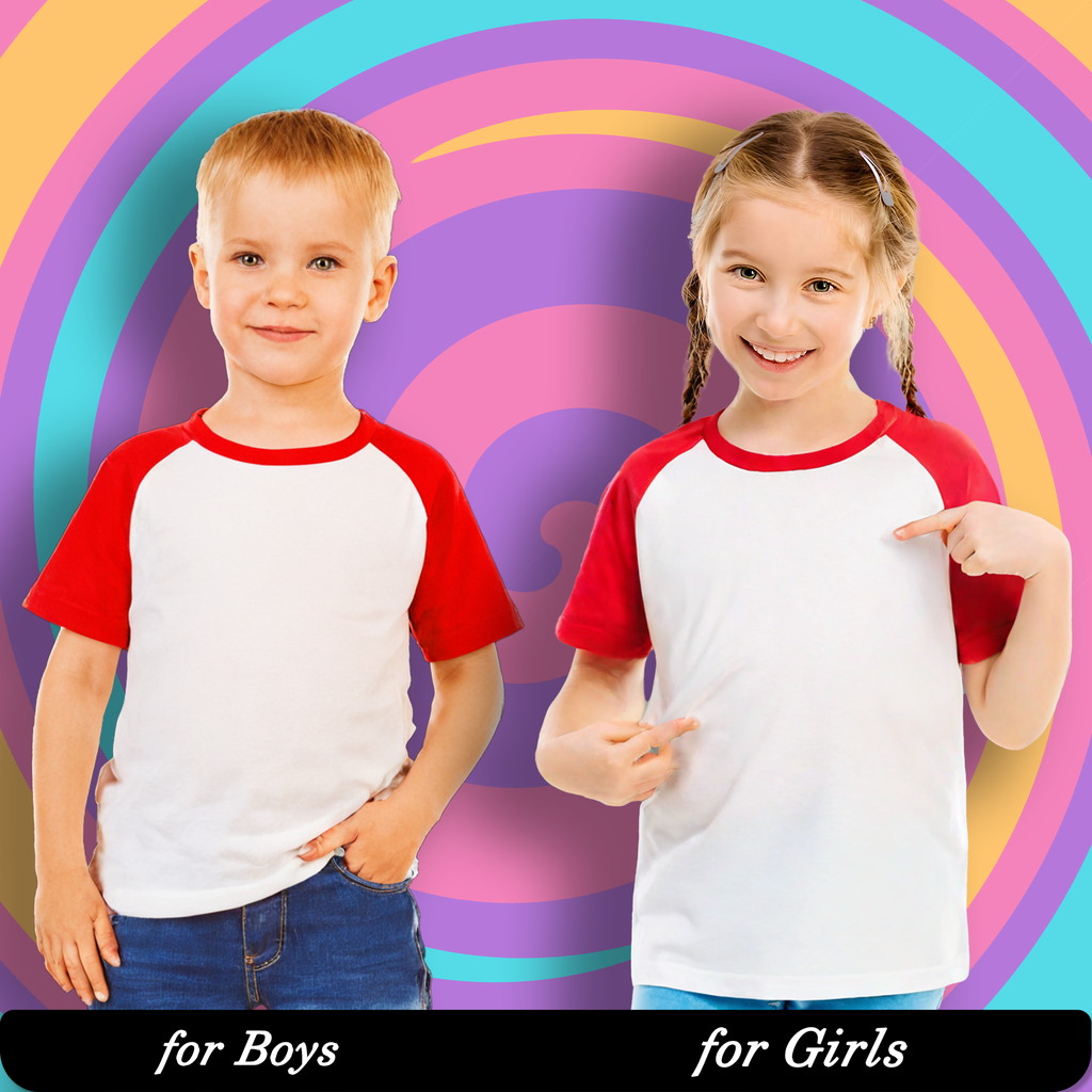 Classic (Plain) Red & White Raglan Half Sleeve Unisex T-shirt