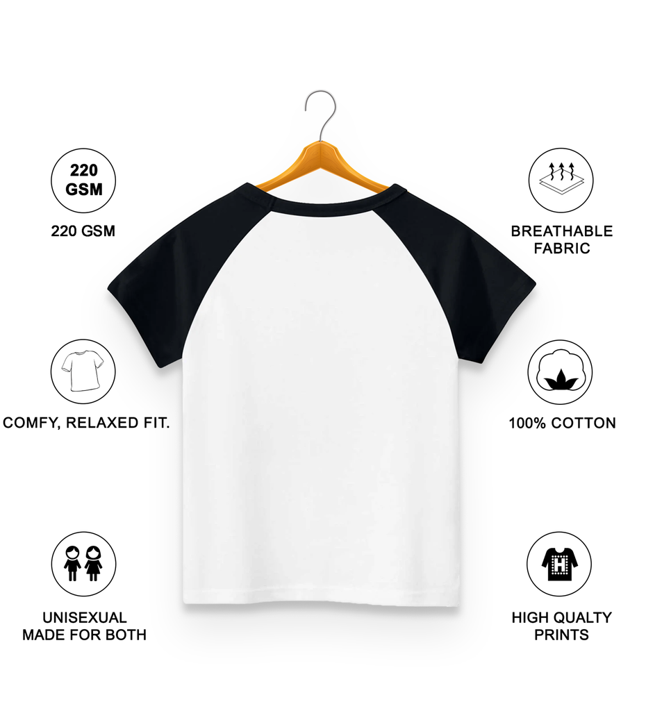 Classic (Plain) Black & White Raglan Half Sleeve Unisex T-shirt
