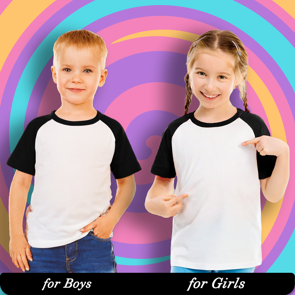 Classic (Plain) Black & White Raglan Half Sleeve Unisex T-shirt