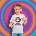 Cute Unicorn Graphic Print T-Shirt - 100% Cotton, Half Sleeve, White for Girls