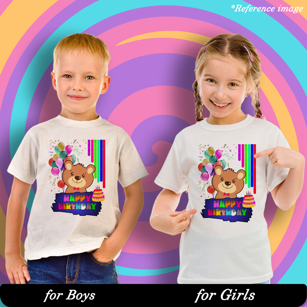 Happy Birthday Graphic Print T-Shirt - 100% Cotton, Half Sleeve, Unisex Fit, White