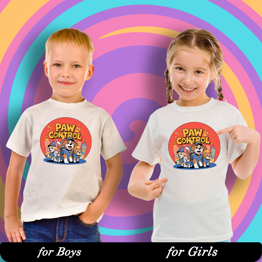 Paw Control - City Paws Squad Graphic Print T-Shirt - 100% Cotton, Half Sleeve, Unisex Fit, White