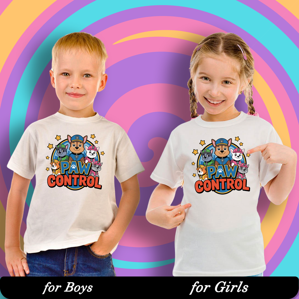 Paw Control - Guardians Crew Graphic Print T-Shirt - 100% Cotton, Half Sleeve, Unisex Fit, White
