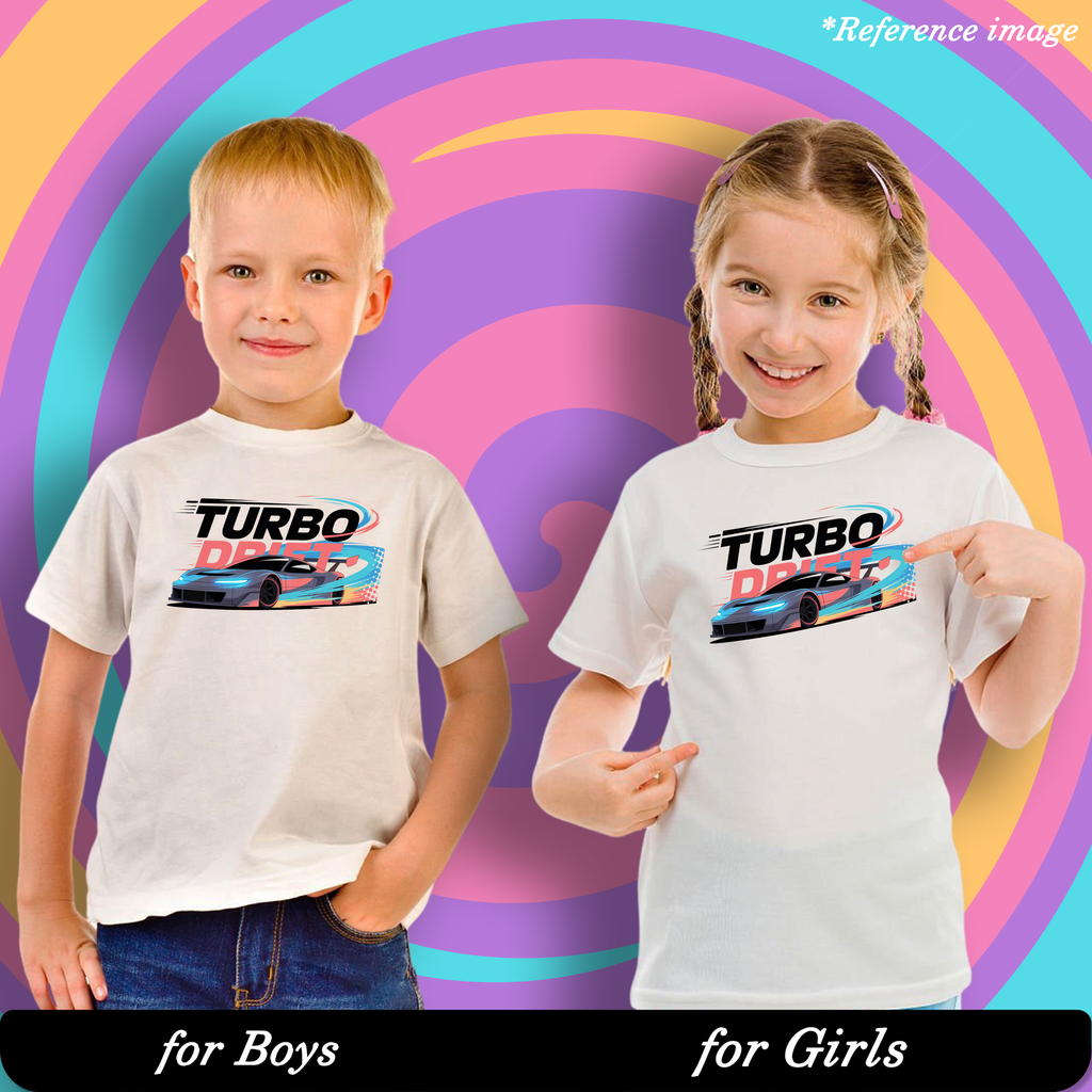 Turbo Drift Graphic Print T-Shirt - 100% Cotton, Half Sleeve, Unisex Fit, White