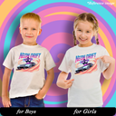 Neon Drift Graphic Print T-Shirt - 100% Cotton, Half Sleeve, Unisex Fit, White