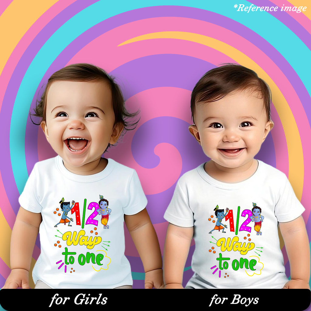 Half Way to One Graphic Print T-Shirt - 100% Cotton, Half Sleeve, Unisex Fit, White