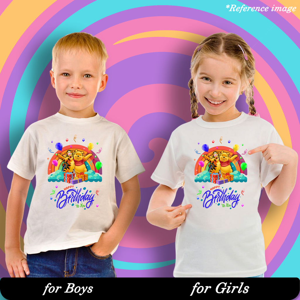 Birthday Buddies Graphic Print T-Shirt - 100% Cotton, Half Sleeve, Unisex Fit, White