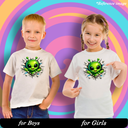 Green Alien Cartoon Graphic Print T-Shirt - 100% Cotton, Half Sleeve, Unisex Fit, White