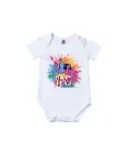 Radha krishna Happy Holi Graphic Print Romper - 100% Cotton, Half Sleeve, Unisex Fit, White | Holi Romper / Onesies