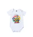 Snapchat Chor Holi Khel Graphic Print Romper - 100% Cotton, Half Sleeve, Unisex Fit, White | Holi Romper / Onesies