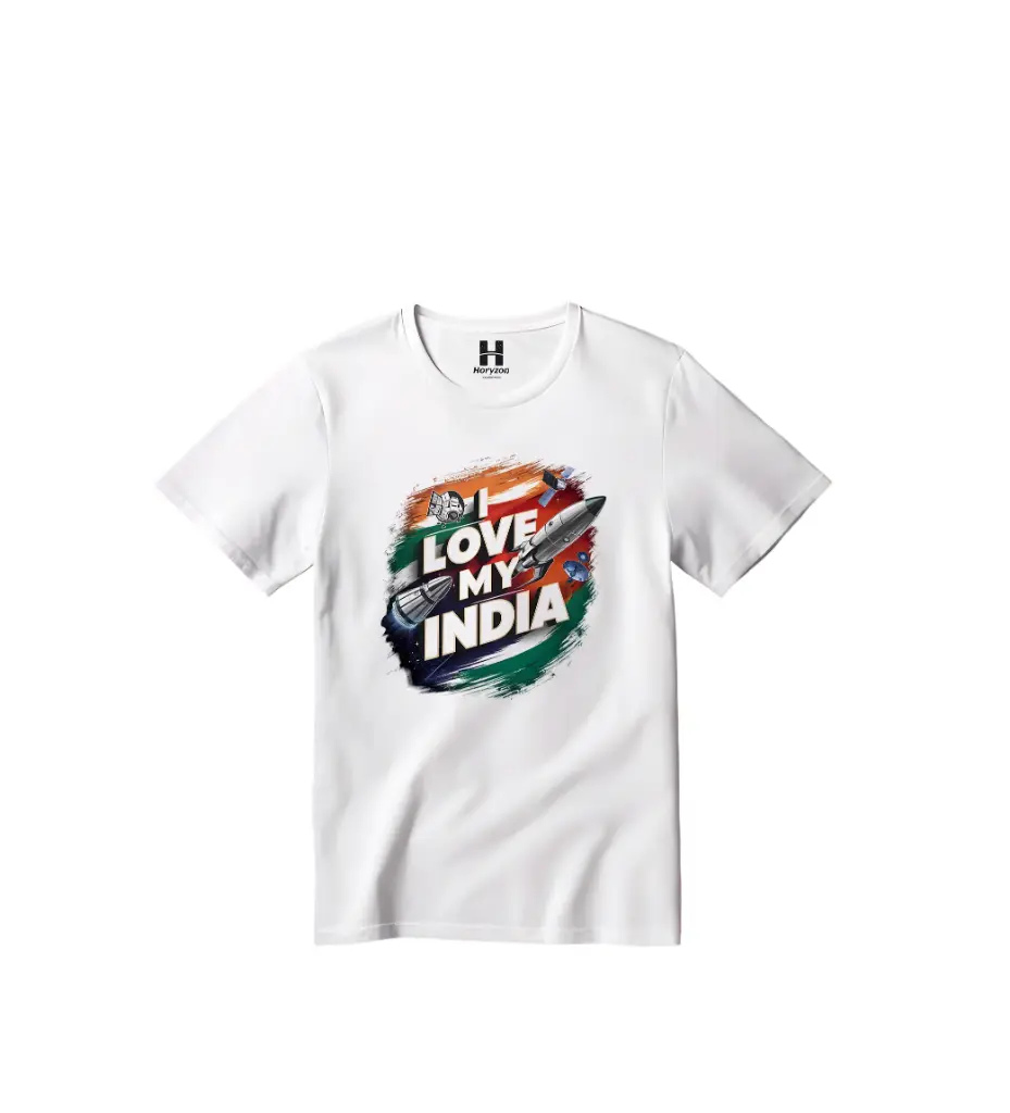 I Love My India Graphic Print T-Shirt - 100% Cotton, Half Sleeve, Unisex Fit, White (0-6 Months, Online Payment)