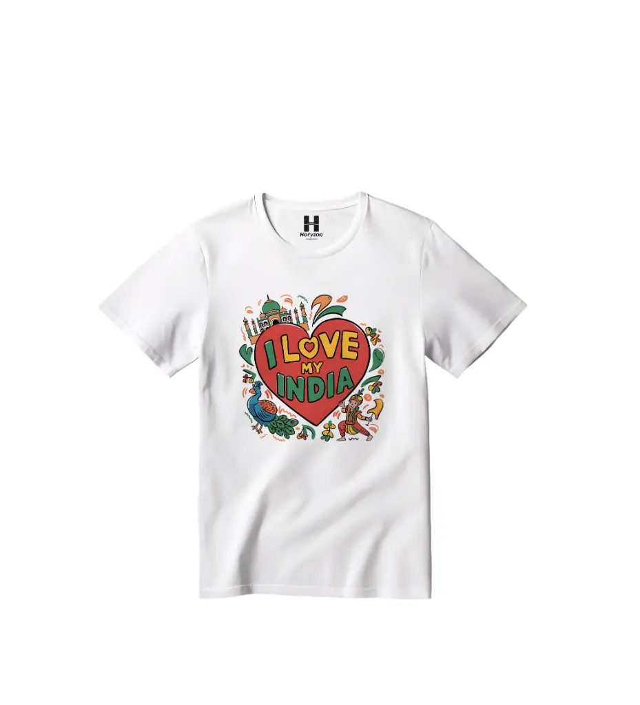 Cultural Charm Graphic Print T-Shirt - 100% Cotton, Half Sleeve, Unisex Fit, White (0-6 Months, Online Payment)