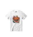 Cultural Charm Graphic Print T-Shirt - 100% Cotton, Half Sleeve, Unisex Fit, White