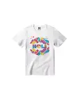 Color Burst Graphic Print T-Shirt - 100% Cotton, Half Sleeve, Unisex Fit, White | Holi T-Shirt 