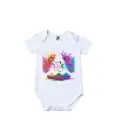 Colors Reloaded Happy Holi Graphic Print Romper - 100% Cotton, Half Sleeve, Unisex Fit, White | Holi Romper / Onesies