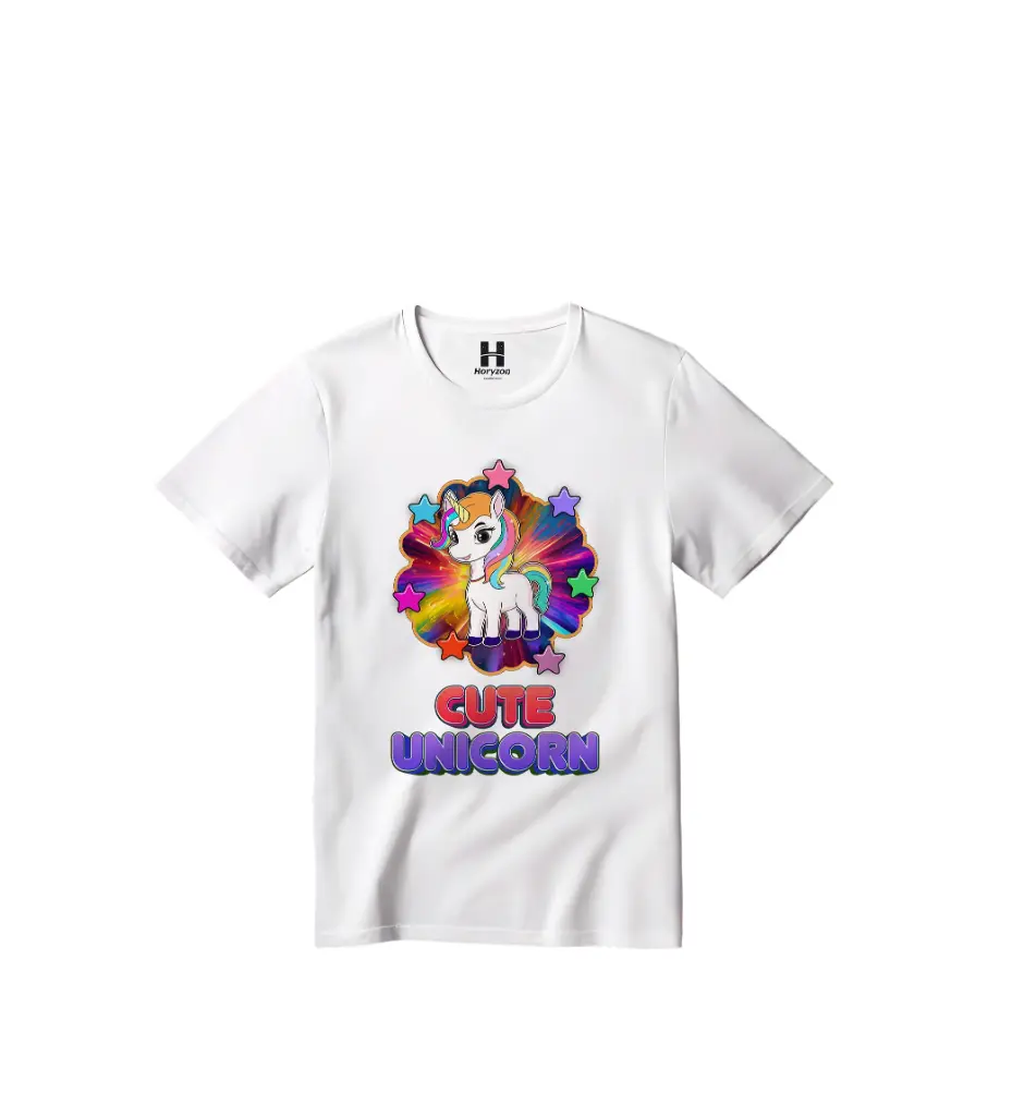 Cute Unicorn Graphic Print T-Shirt - 100% Cotton, Half Sleeve, White for Girls (0-6 Months, Online Payment)