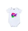 Festive Splash Graphic Print Romper - 100% Cotton, Half Sleeve, Unisex Fit, White | Holi Romper / Onesies