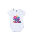 Happy Holi Graphic Print Romper - 100% Cotton, Half Sleeve, Unisex Fit, White | Holi Romper / Onesies