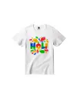 Splash Festival Graphic Print T-Shirt - 100% Cotton, Half Sleeve, Unisex Fit, White | Holi T-Shirt