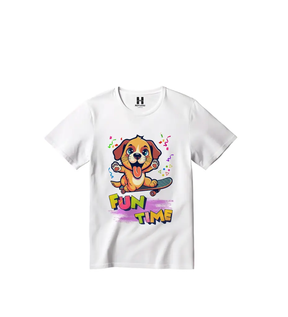 Fun Time Graphic Print T-Shirt - 100% Cotton, Half Sleeve, Unisex Fit, White (0-6 Months, Online Payment)