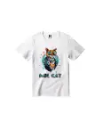 Mr.Cat Graphic Print T-Shirt - 100% Cotton, Half Sleeve, Unisex Fit, White