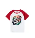 I Love My India Graphic Print Raglan T-Shirt - 100% Cotton, Half Sleeve, Unisex Fit, Red and White