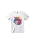 Radha krishna Happy Holi Graphic Print T-Shirt - 100% Cotton, Half Sleeve, Unisex Fit, White | Holi T-Shirt
