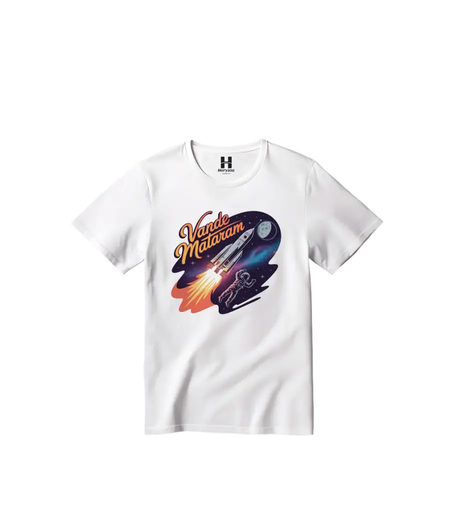 Vande Mataram Graphic Print T-Shirt - 100% Cotton, Half Sleeve, Unisex Fit, White (0-6 Months, Online Payment)