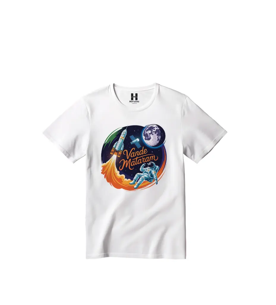 Vande Mataram Graphic Print T-Shirt - 100% Cotton, Half Sleeve, Unisex Fit, White (0-6 Months, Online Payment)