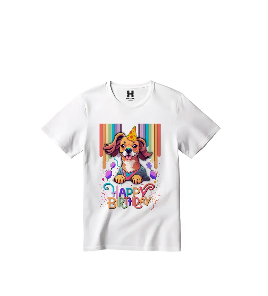 Birthday Vibes Graphic Print T-Shirt - 100% Cotton, Half Sleeve, Unisex Fit, White (0-6 Months, Online Payment)