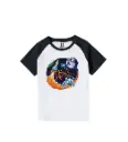 Vande Mataram Graphic Print Raglan T-Shirt - 100% Cotton, Half Sleeve, Unisex Fit, Black and White