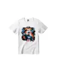 Cosmic Captain America Graphic Print T-Shirt - 100% Cotton, Half Sleeve, Unisex Fit, White