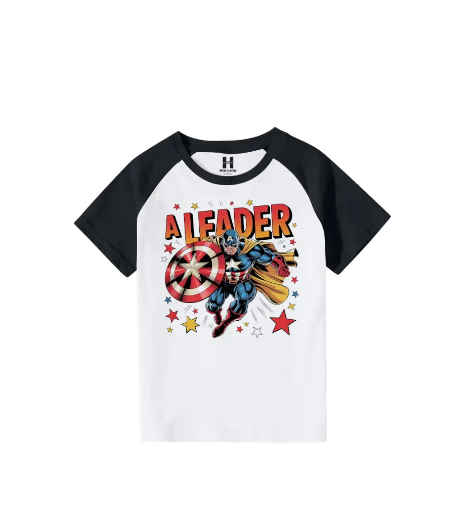 A leader Born to Lead Graphic Print Raglan T-Shirt - 100% Cotton, Half Sleeve, Unisex Fit, Black and White (0-6 Months, Online Payment)