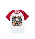 Believe in the Shield Graphic Print Raglan T-Shirt - 100% Cotton, Half Sleeve, Unisex Fit, Red and White