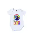 Cute Cat Graphic Print Romper - 100% Cotton, Half Sleeve, Unisex Fit, White | Holi Romper / Onesies
