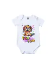 Fun Time Graphic Print Romper - 100% Cotton, Half Sleeve, Unisex Fit, White | Holi Romper / Onesies