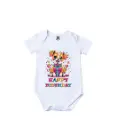 Joyful Balloons Birthday Graphic Print Romper - 100% Cotton, Half Sleeve, Unisex Fit, White | Holi Romper / Onesies