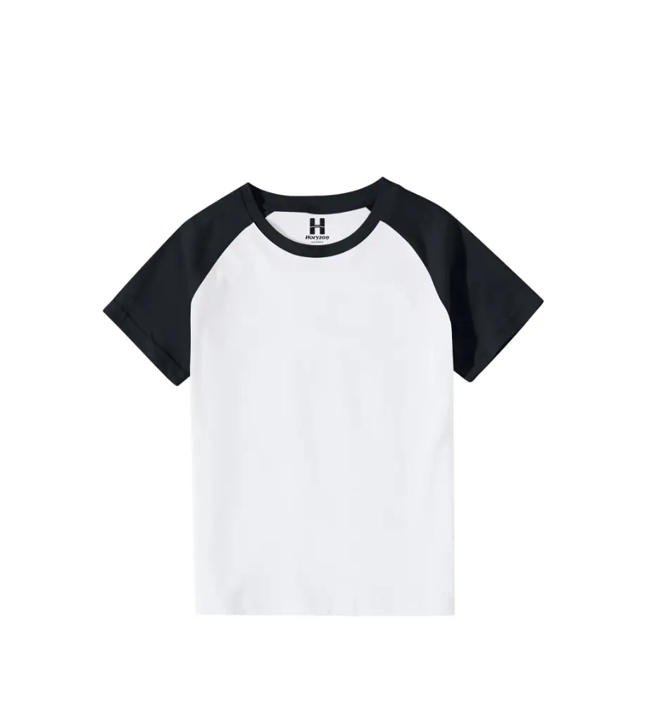 Classic (Plain) Black & White Raglan Half Sleeve Unisex T-shirt  (0-6 Months, Online Payment)