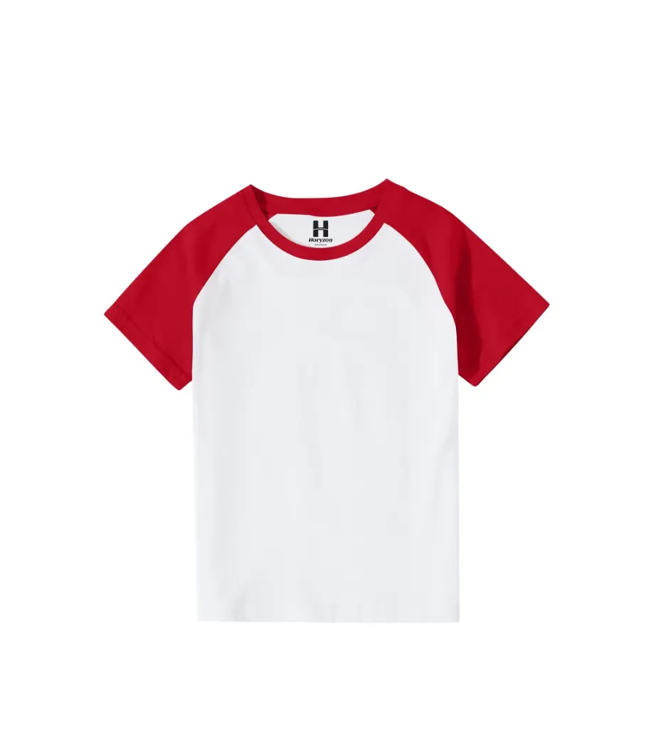 Classic (Plain) Red & White Raglan Half Sleeve Unisex T-shirt  (0-6 Months, Online Payment)