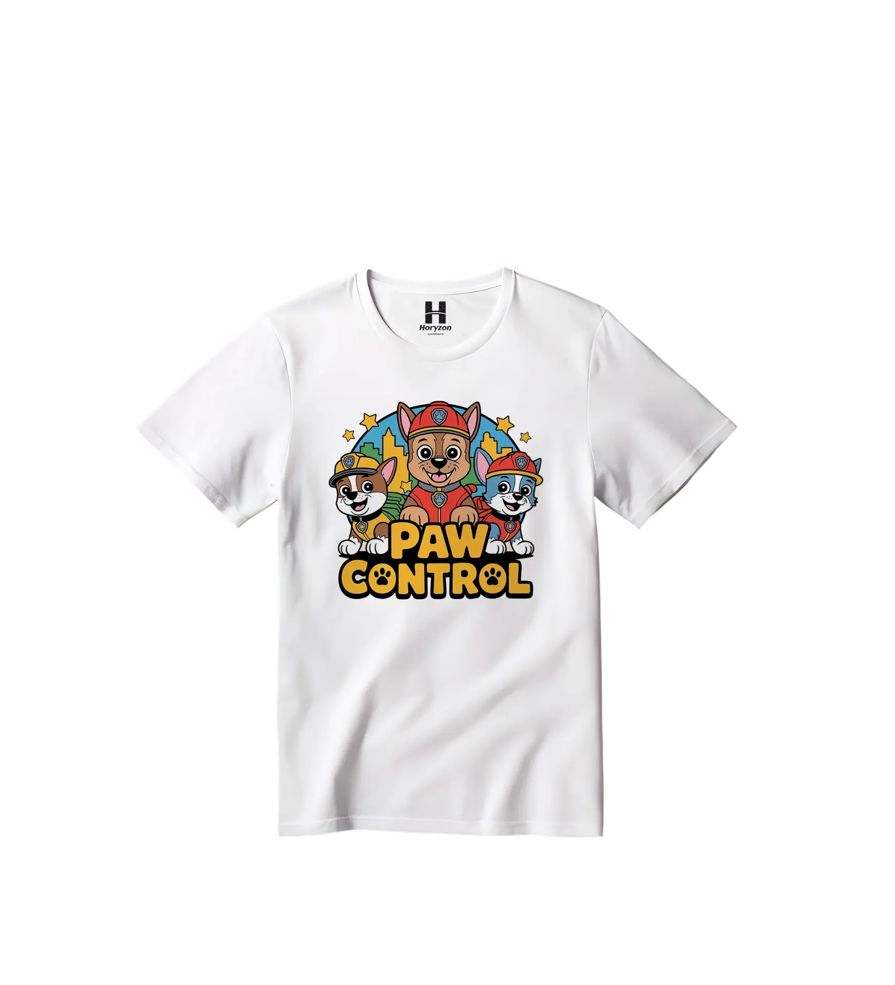 Paw Control - Rescue Patrol Graphic Print T-Shirt - 100% Cotton, Half Sleeve, Unisex Fit, White