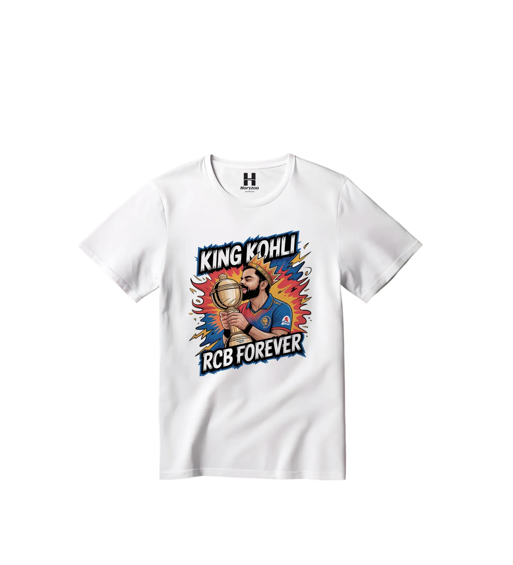 RCB Forever Graphic Print T-Shirt - 100% Cotton, Half Sleeve, Unisex Fit, White (0-6 Months, Online Payment)