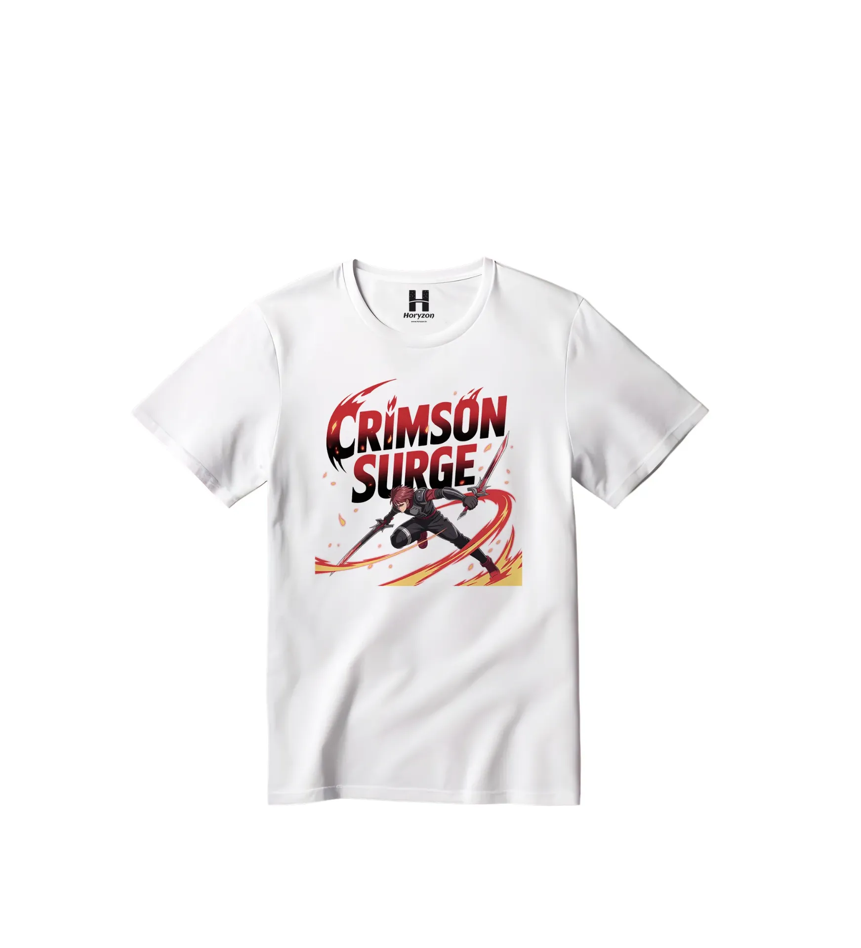 Crimson Surge Graphic Print T-Shirt - 100% Cotton, Half Sleeve, Unisex Fit, White (0-6 Months, Online Payment)
