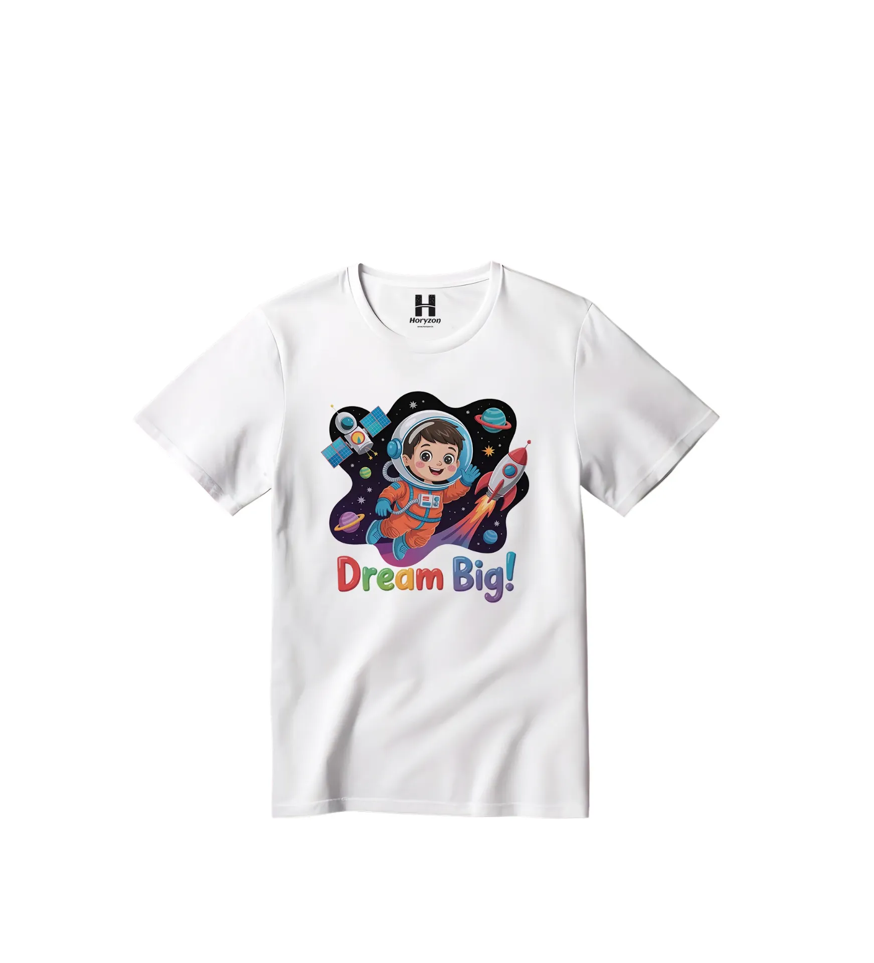 Dream Big Graphic Print T-Shirt - 100% Cotton, Half Sleeve, Unisex Fit, White (0-6 Months, Online Payment)