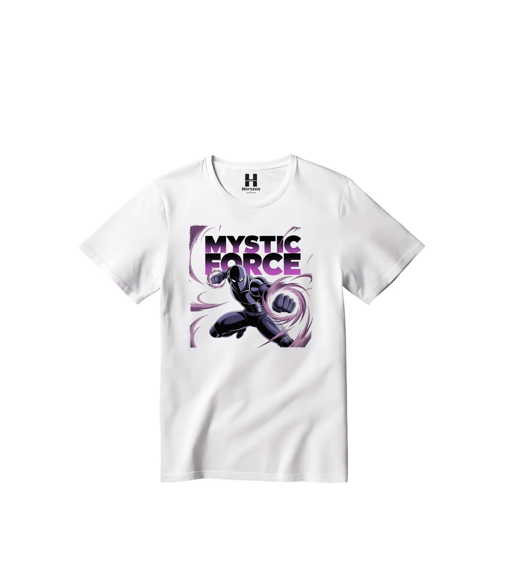 Mystic Force Graphic Print T-Shirt - 100% Cotton, Half Sleeve, Unisex Fit, White